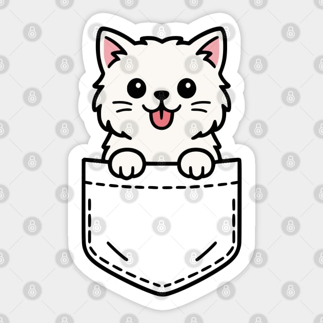 Cute Persian Kitten Pocket Pal Funny Fluffy Persian Cat Sticker by Yesteeyear